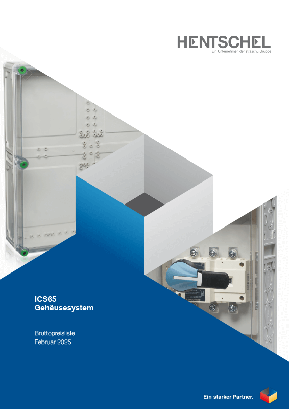 Titelbild des Prospekts der Bruttopreisliste der Isolierstoffverteiler ICS65.