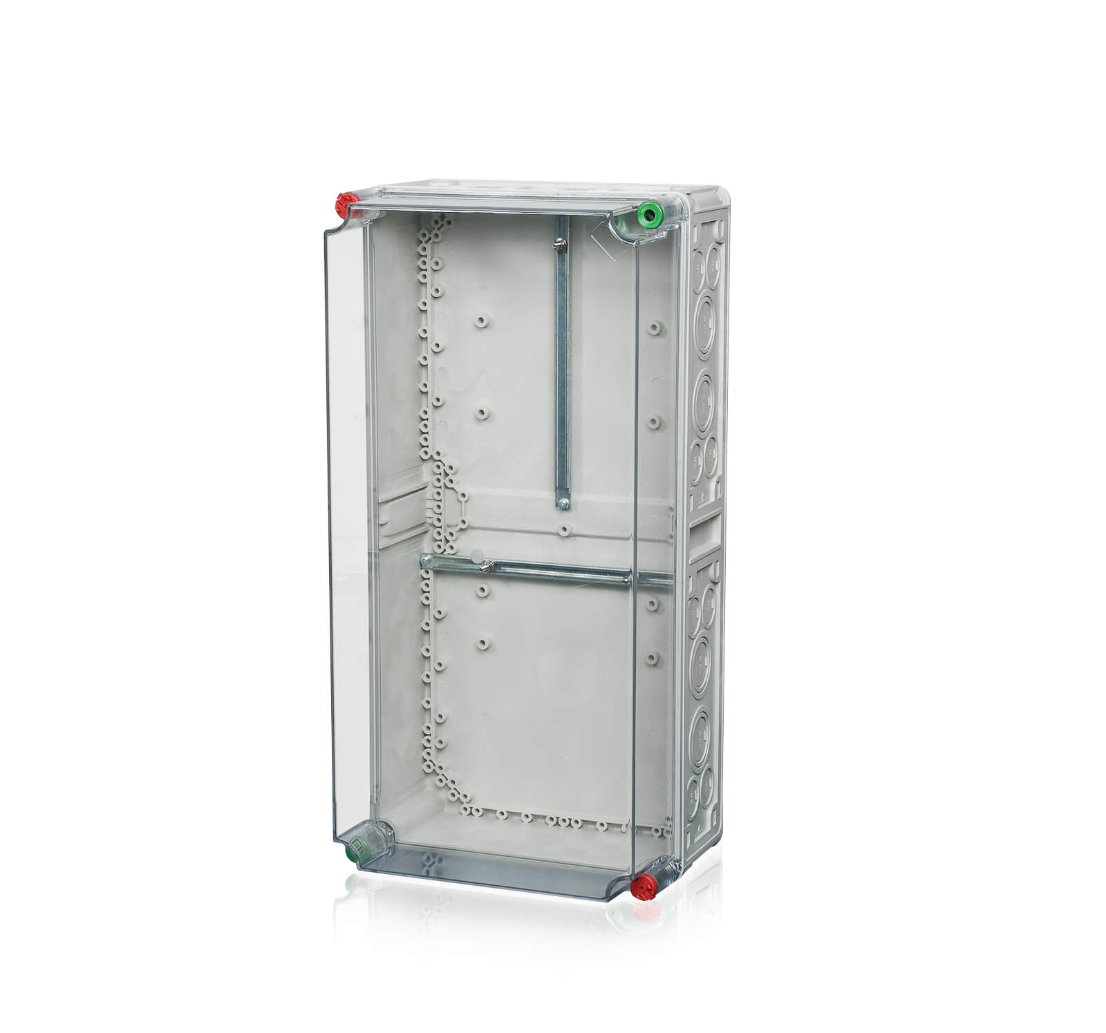 Ein Zählergehäuse aus Polycarbonat mit einem transparenten Hintergrund.