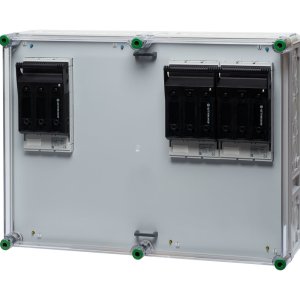 Hoher Lasttrennschalter aus Polycarbonat und mit einem transparenten Hintergrund.