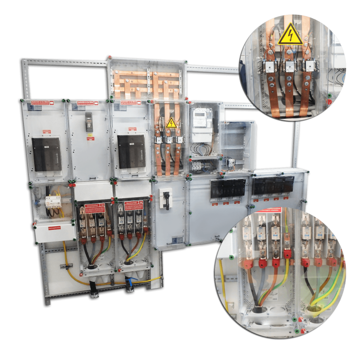 Vollständig bestücke Energieverteilungsanlage des Isolierstoffverteilers ICS65 von Hentschel